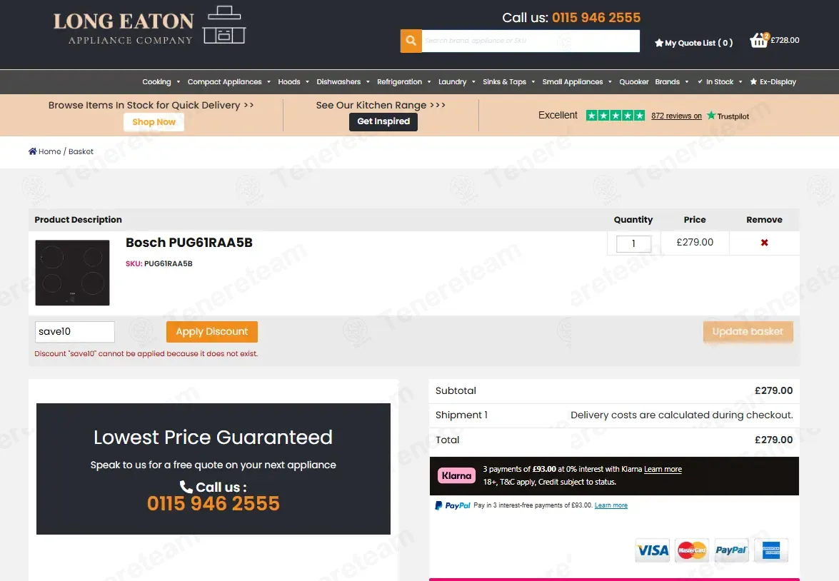 Long Eaton Appliance coupon code: £10 off with save10. Tested and valid as 2 months ago.
