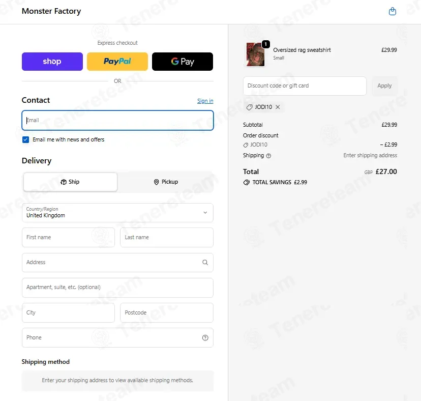 Monster Factory coupon code: 10% off with JODI10. Tested and valid as 6 days ago.
