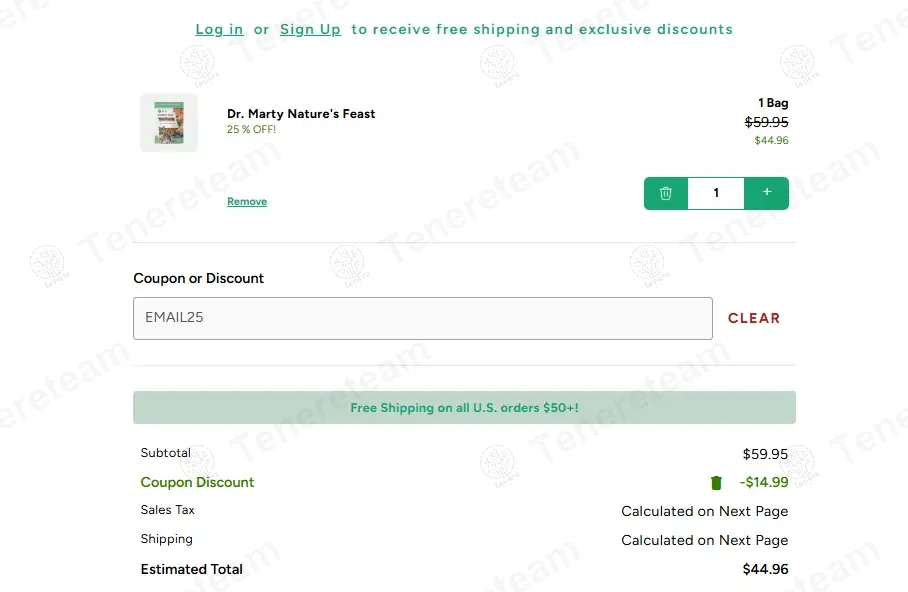 Dr. Marty Pets coupon code: 25% off with EMAIL25. Tested and valid as 9 months ago.