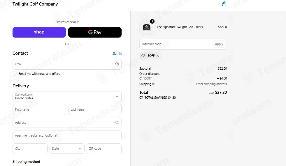 Twilight Golf Co apply coupon code