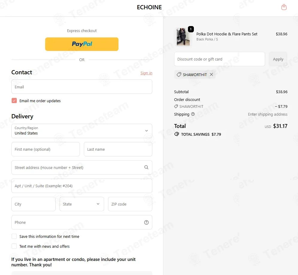 Echoine coupon code: 20% off with SHAWORTHIT. Tested and valid as 2 weeks ago.