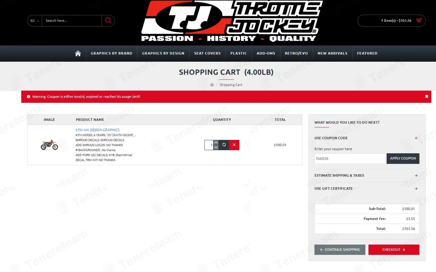 Throttle Jockey coupon code: 20% off with TAKE20. Tested and valid as 3 months ago.