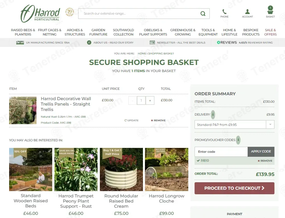 Harrod Horticultural coupon code: 10% off with RB10. Tested and valid as 3 weeks ago.