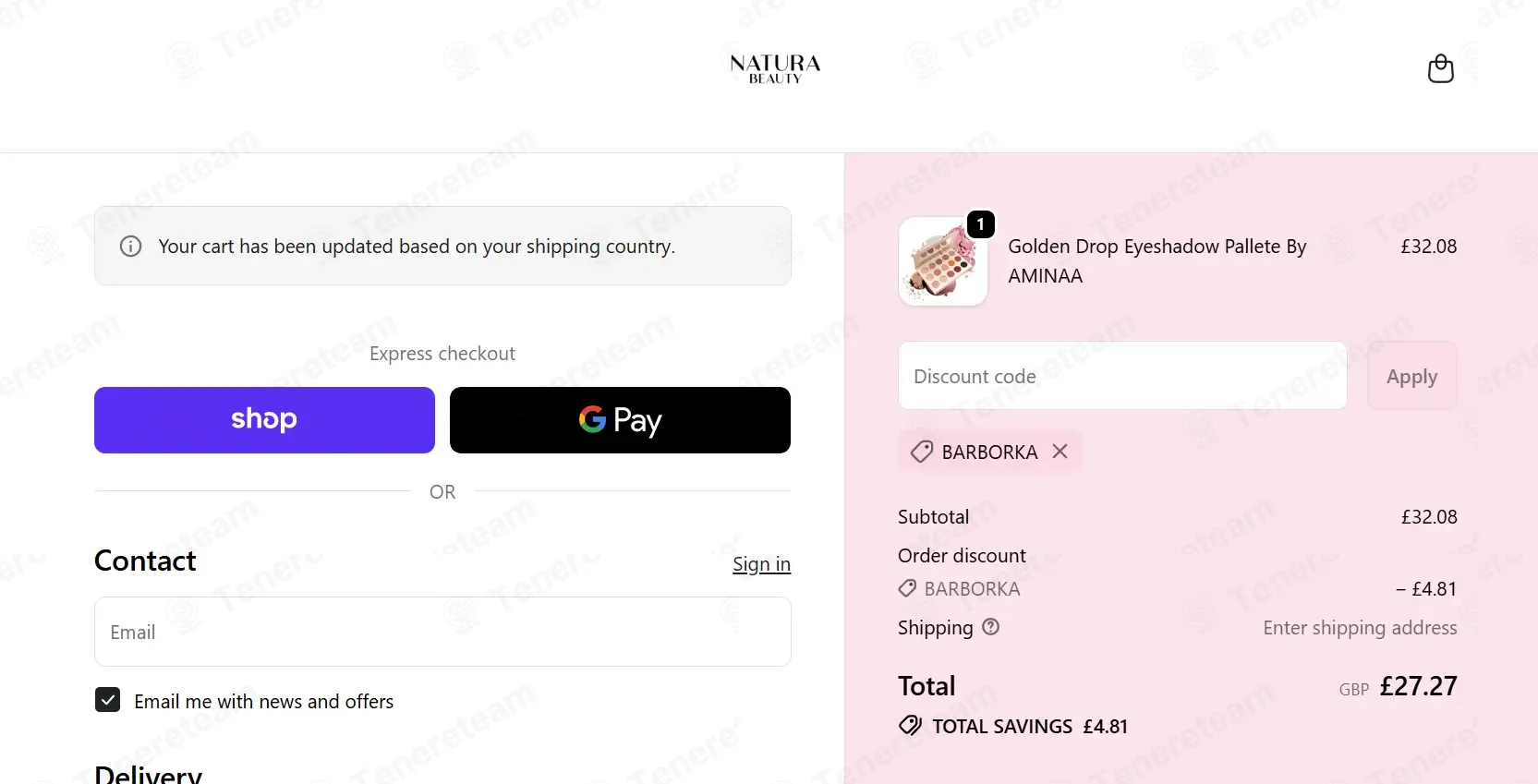 NATURA BEAUTY EU coupon code: 15% off with BARBORKA. Tested and valid as 1 month ago.