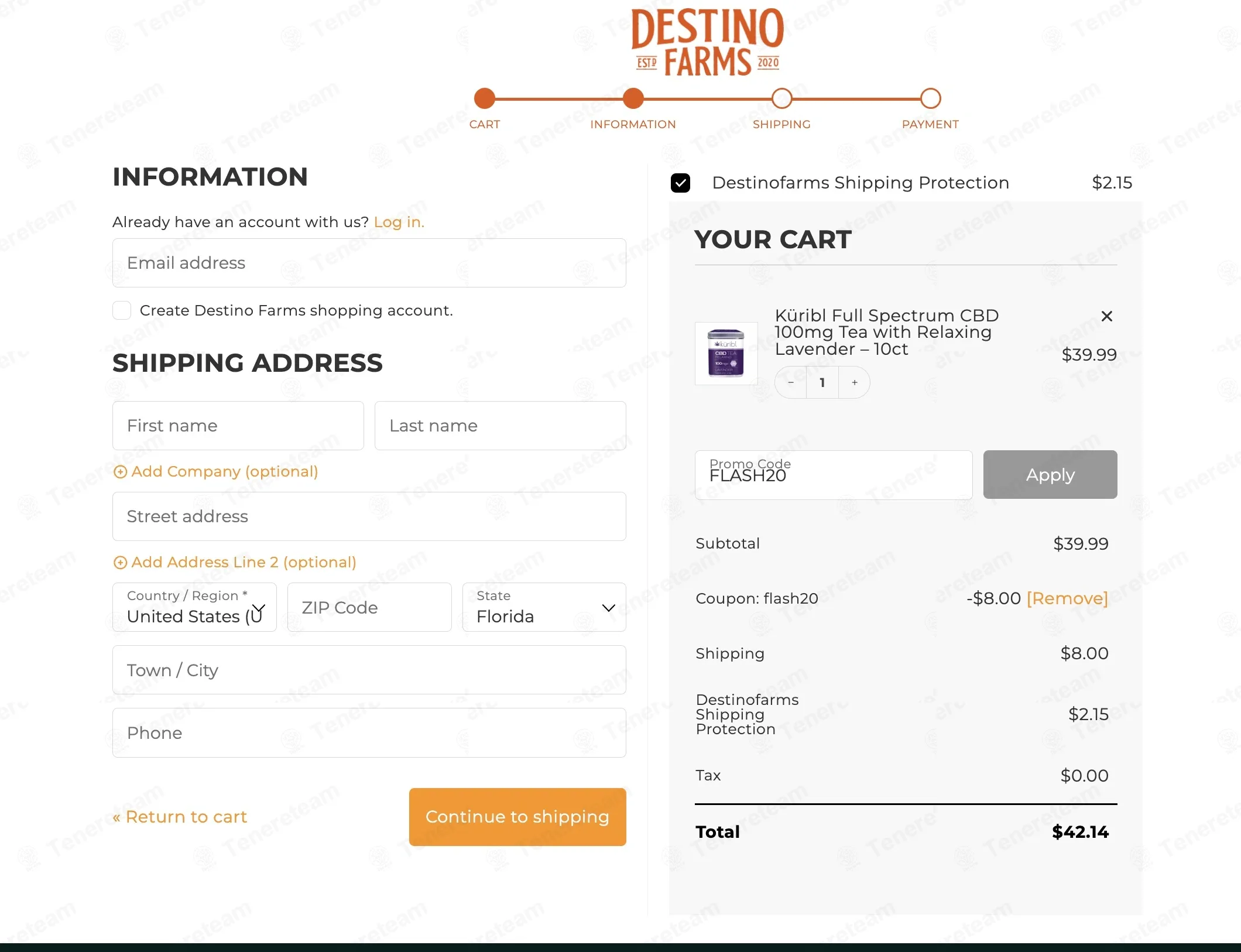 Destino Farms coupon code: 20% off with FLASH20. Tested and valid as 1 month ago.