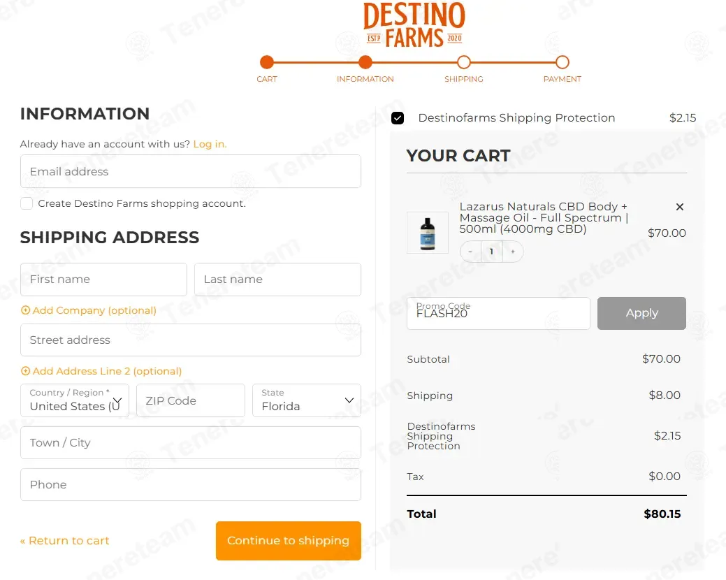 Destino Farms coupon code: 20% off with FLASH20. Tested and valid as 1 month ago.