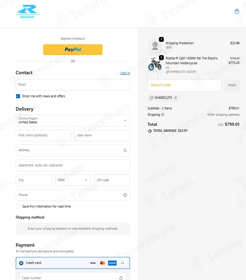 Ridstarebike coupon code: 3% off with SHARECUT3. Tested and valid as 2 weeks ago.