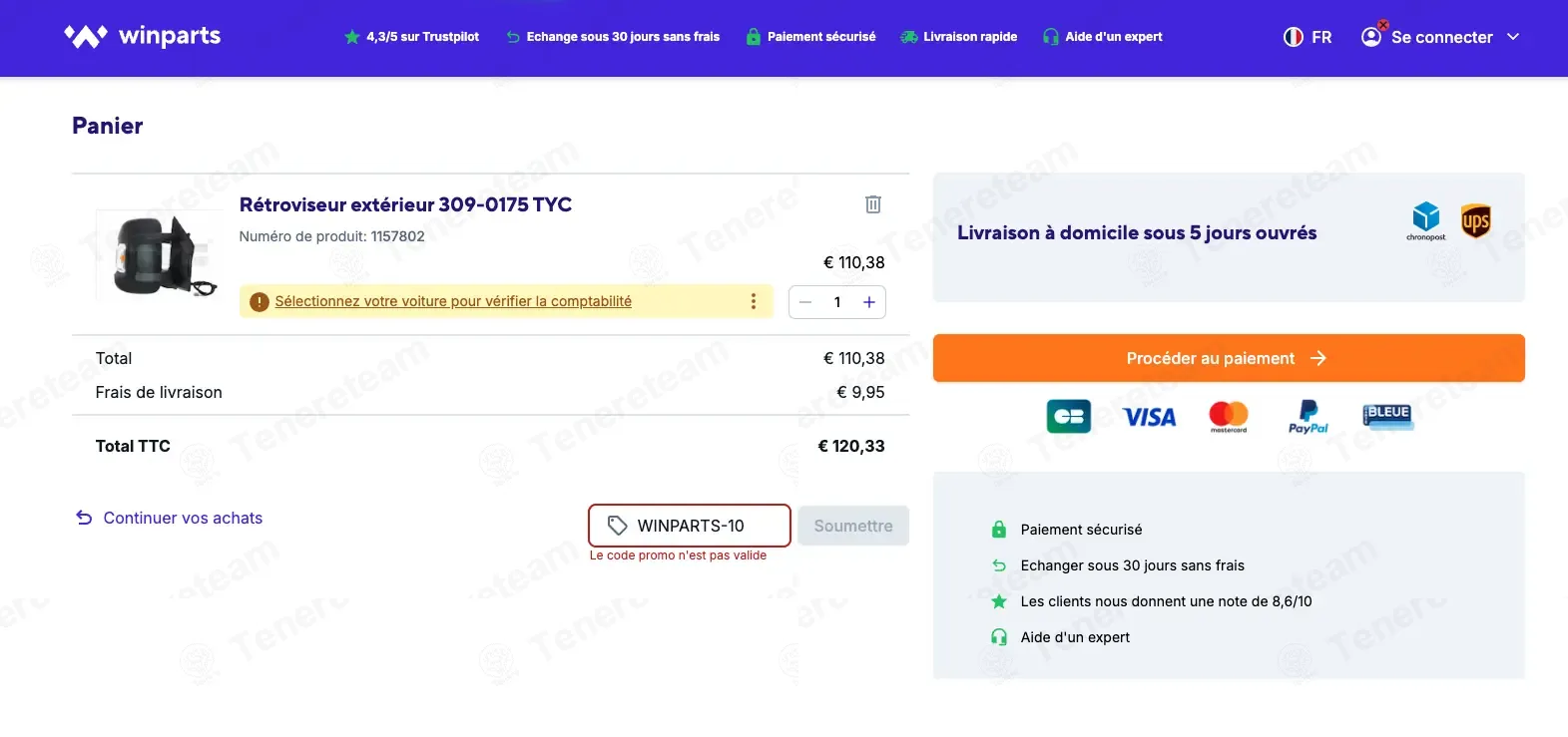 Winparts FR coupon code: 10% off with WINPARTS-10. Tested and valid as 6 months ago.