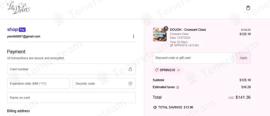 Le Dolci coupon code: 10% off with SPRING10. Tested and valid as 1 month ago.