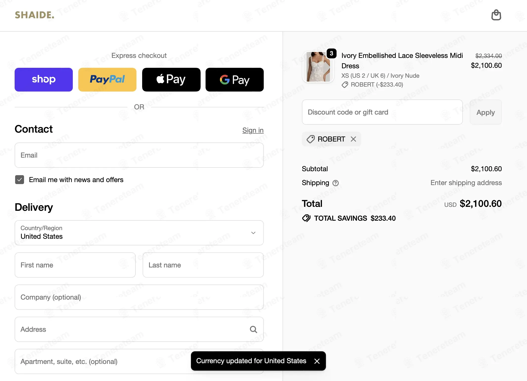Shaide Boutique coupon code: 10% off with ROBERT. Tested and valid as 1 month ago.