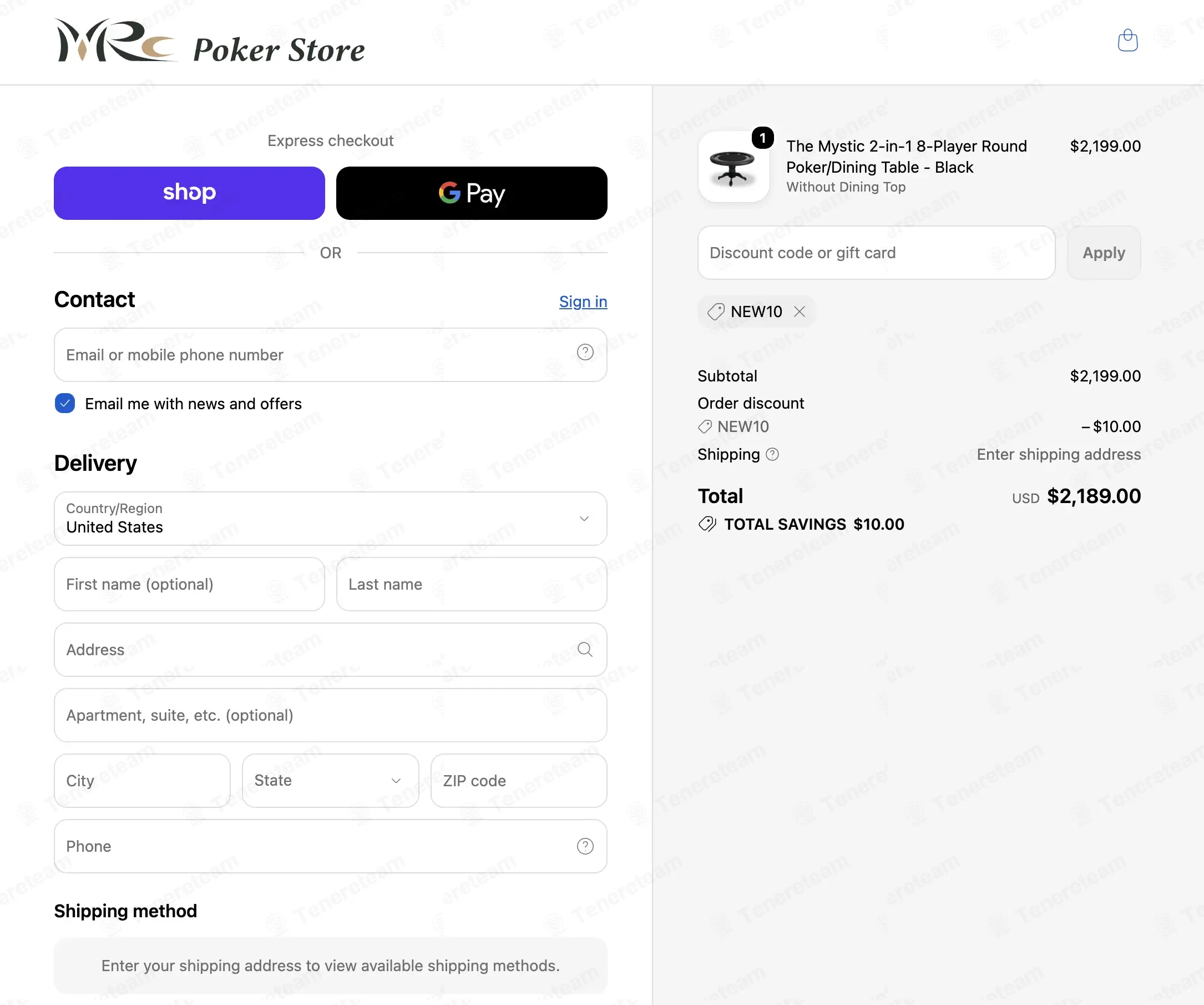 MRC Poker Store apply coupon code