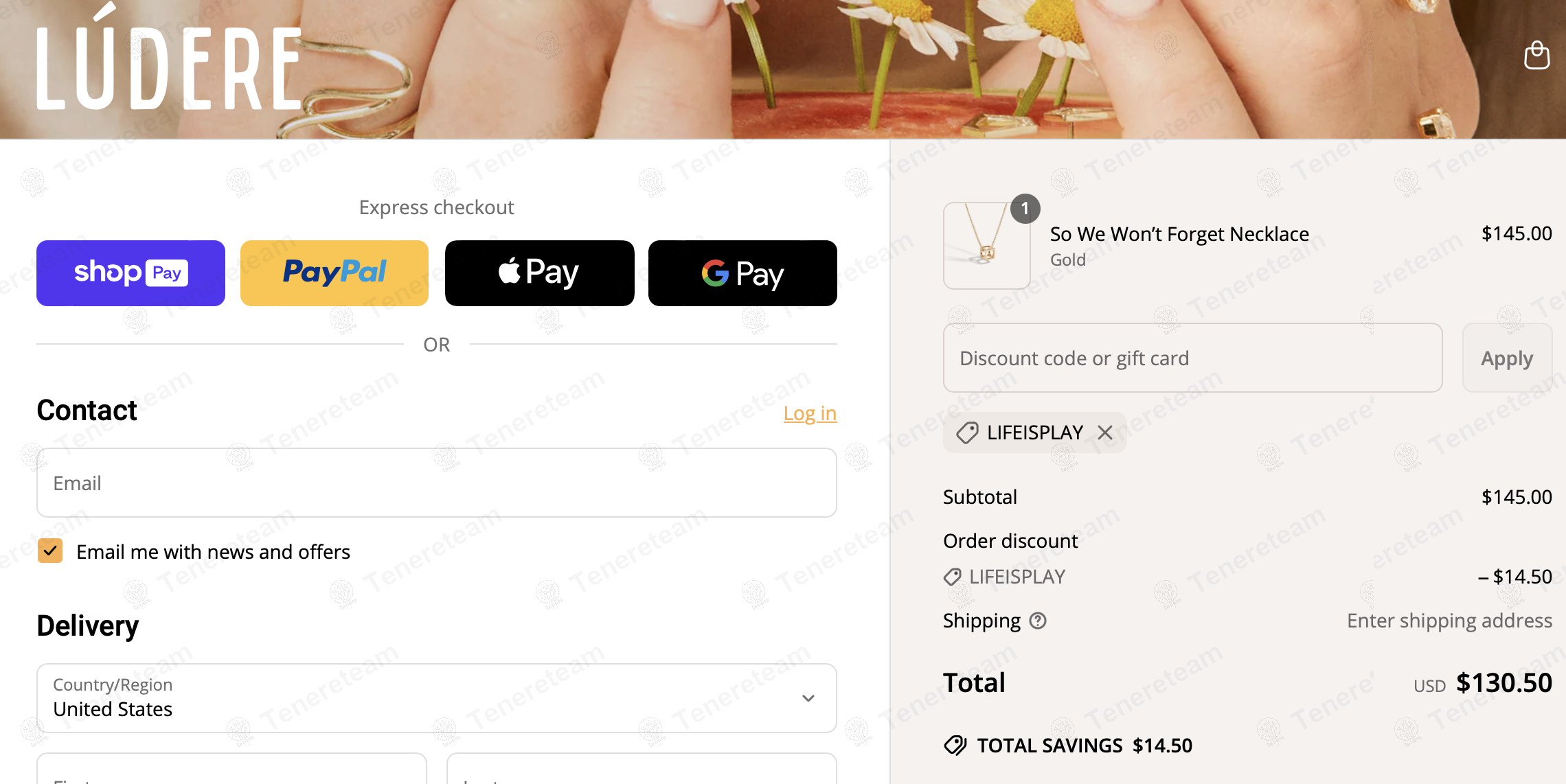 Ludere Jewelry coupon code: 10% off with LIFEISPLAY. Tested and valid as 1 year ago.