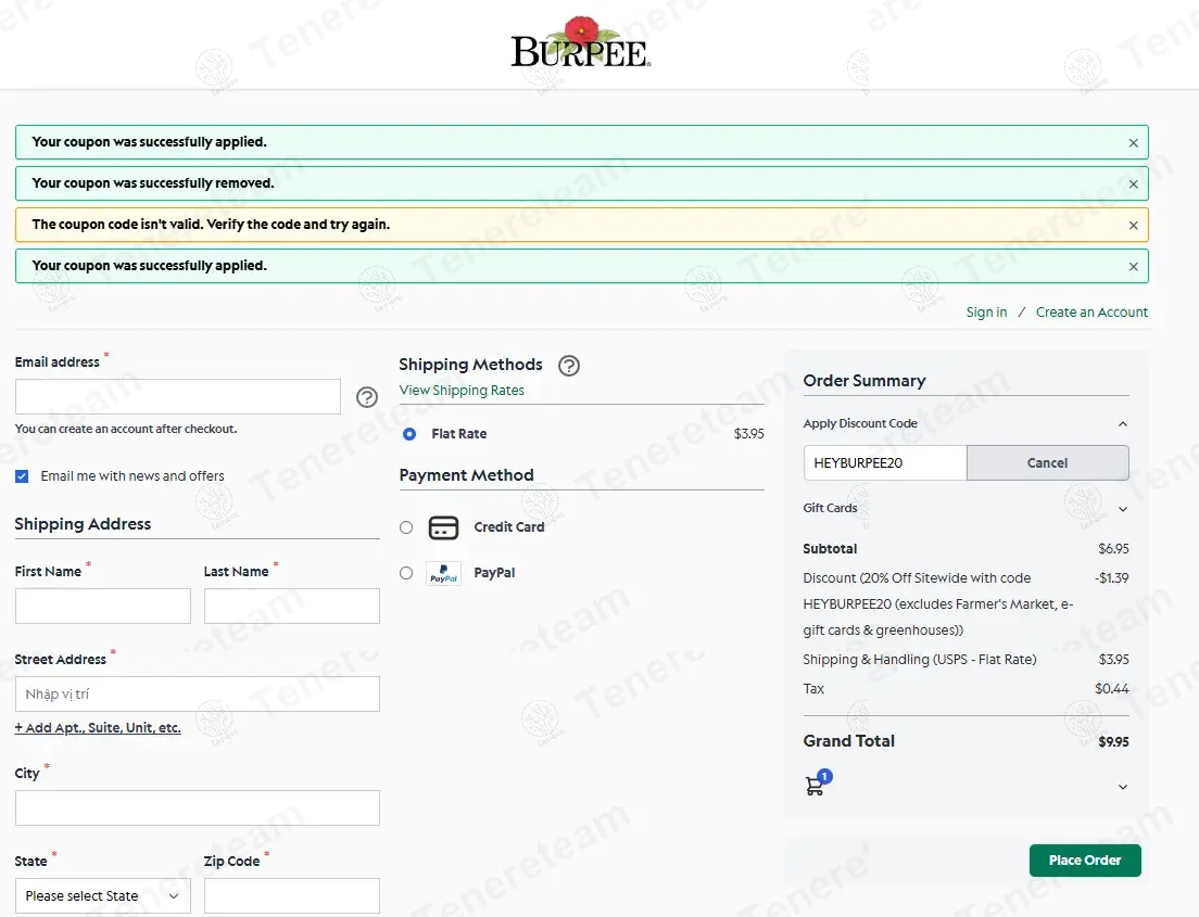 Burpee Gardening coupon code: 20% off with HEYBURPEE20. Tested and valid as 10 months ago.