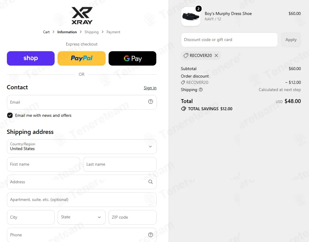 Xray Footwear coupon code: 20% off with RECOVER20. Tested and valid as 1 month ago.