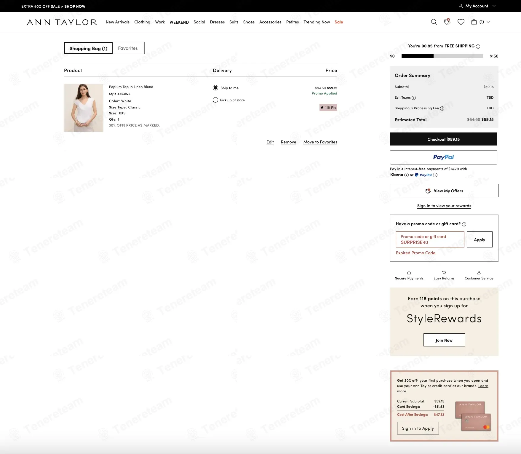 Ann Taylor coupon code: 40% off with SURPRISE40. Tested and valid as 3 weeks ago.