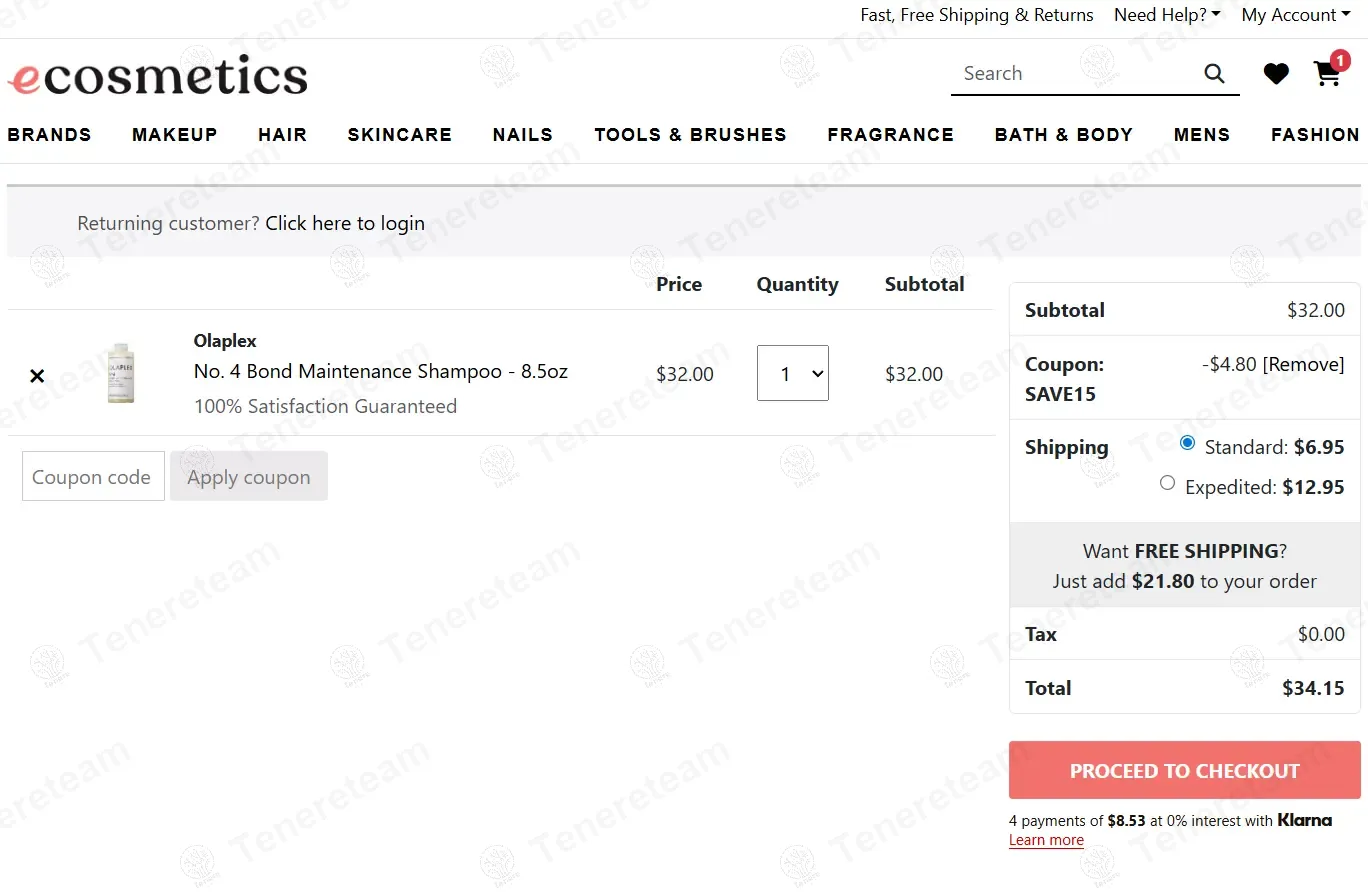 eCosmetics coupon code: 15% off with SAVE15. Tested and valid as 10 months ago.