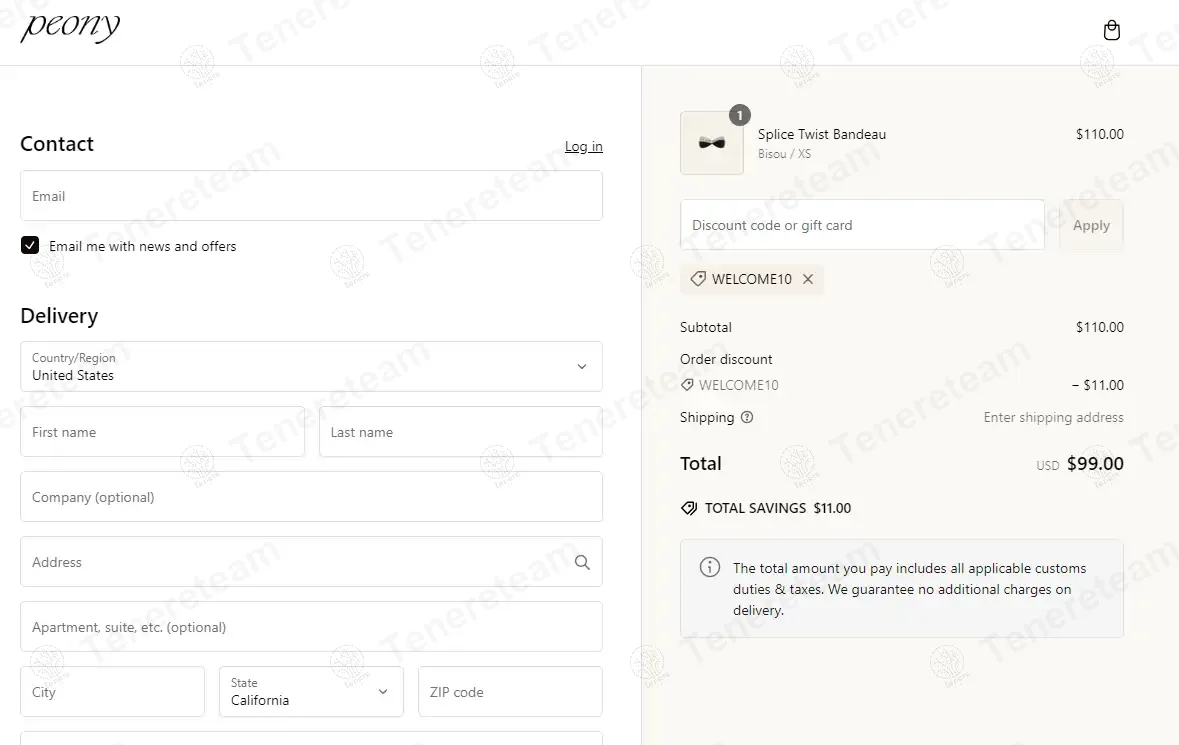 Peony Swimwear coupon code: 10% off with WELCOME10. Tested and valid as 1 year ago.