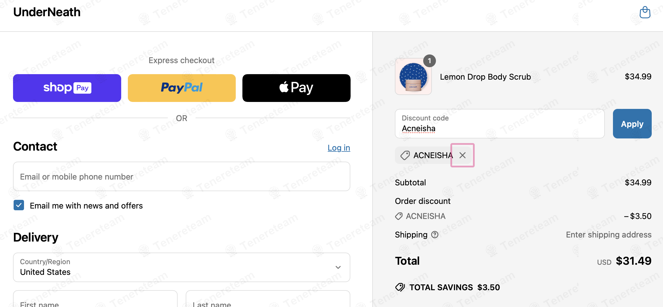 Underneath Skin Care coupon code: 10% off with Acneisha. Tested and valid as 1 year ago.
