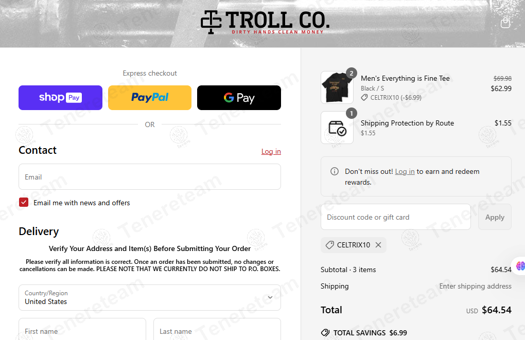 Troll Co coupon code: 10% off with CELTRIX10. Tested and valid as 1 year ago.