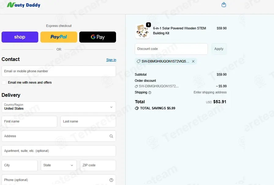 Nauty Daddy Toy apply coupon code
