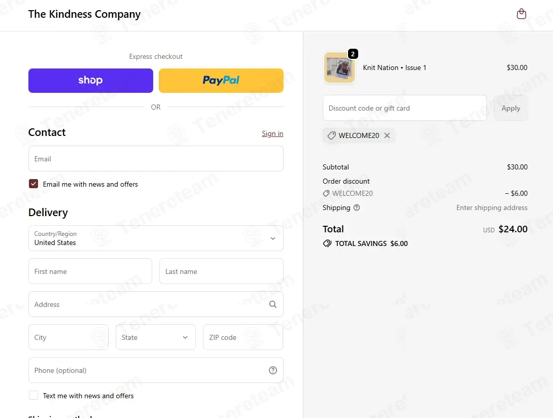 The Kindness Company coupon code: 20% off with WELCOME20. Tested and valid as 1 month ago.