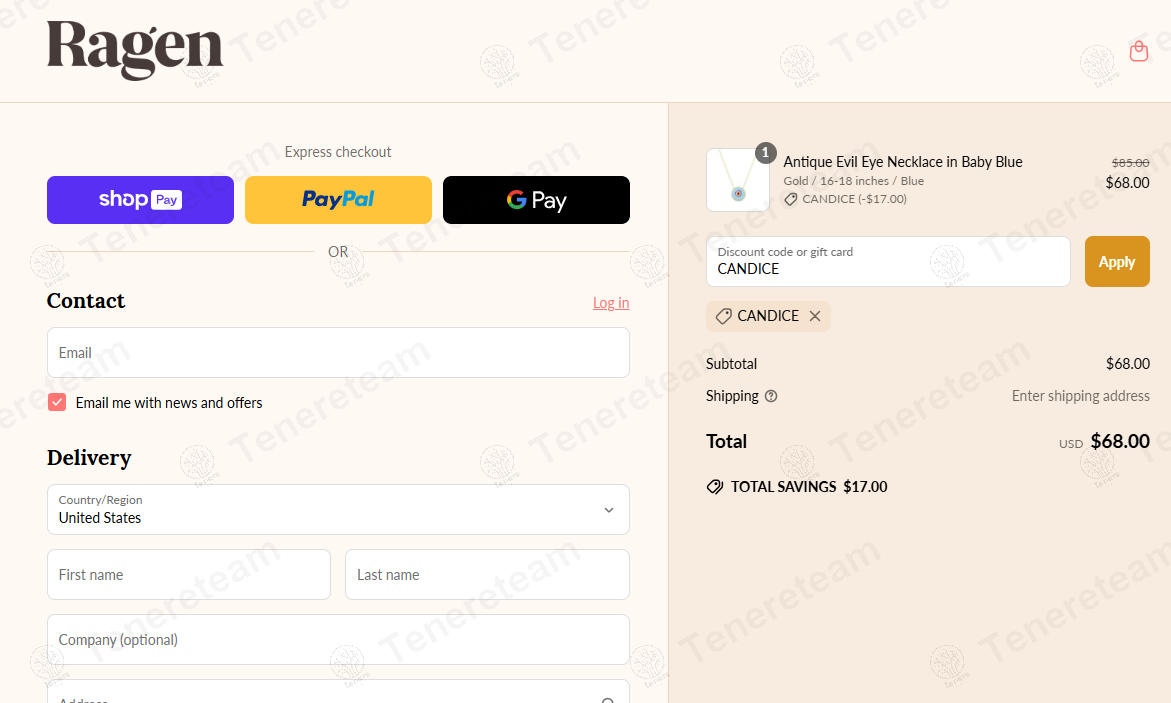 Ragen Jewels coupon code: 20% off with CANDICE. Tested and valid as 1 year ago.