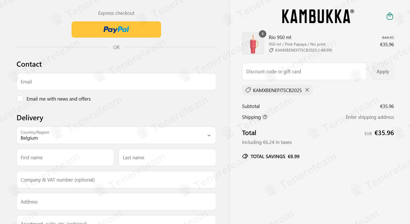 Kambukka FR coupon code: 20% off with KAMXBENEFITSCB2025. Tested and valid as 1 year ago.