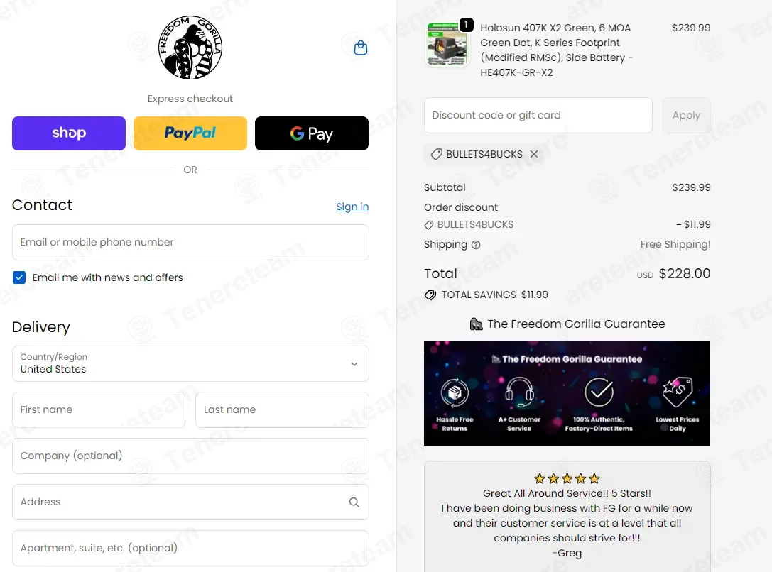 Freedom Gorilla coupon code: 5% off with BULLETS4BUCKS. Tested and valid as 7 months ago.