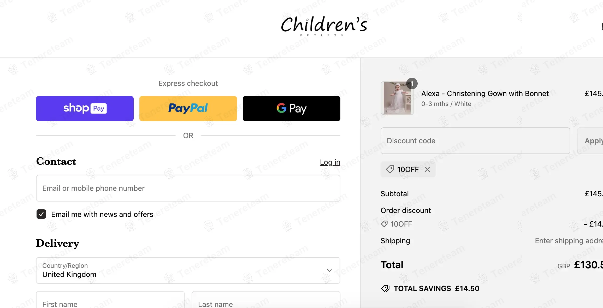 CHILDREN'S OUTLET coupon code: 10% off with 10OFF. Tested and valid as 7 months ago.