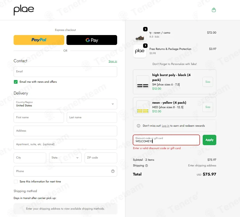 PLAE Shoes coupon code: 10% off with WELCOME10. Tested and valid as 1 month ago.