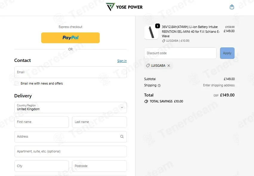 Yose Power UK coupon code: £10 off with LUISGABA. Tested and valid as 1 month ago.