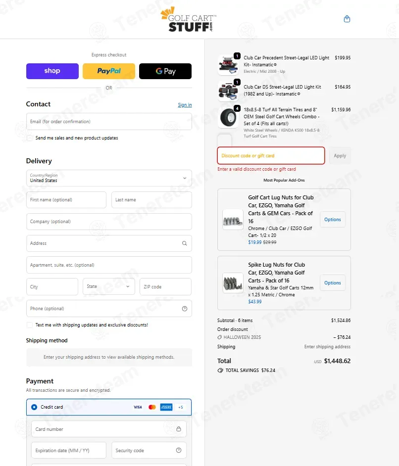 Golfcartstuff coupon code: 5% off with HALLOWEEN2025. Tested and valid as 7 months ago.