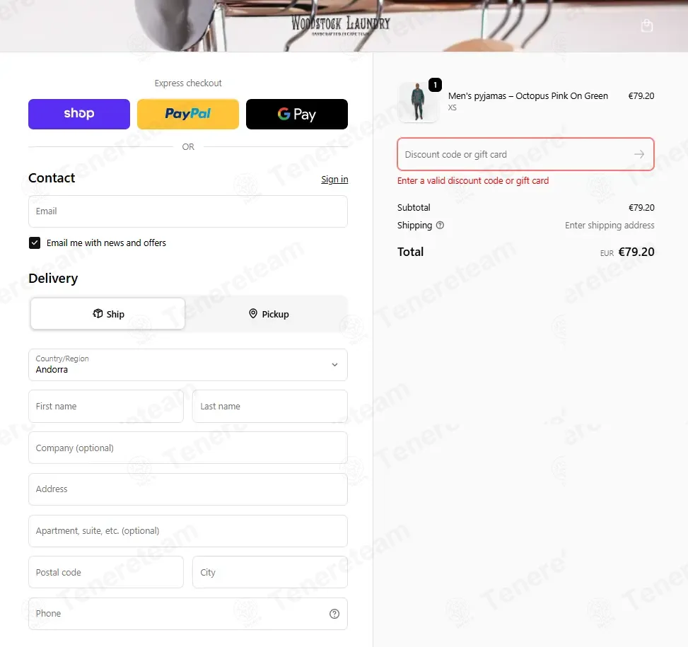 Woodstock Laundry EU coupon code: 10% off with WOODSTOCK. Tested and valid as 3 months ago.