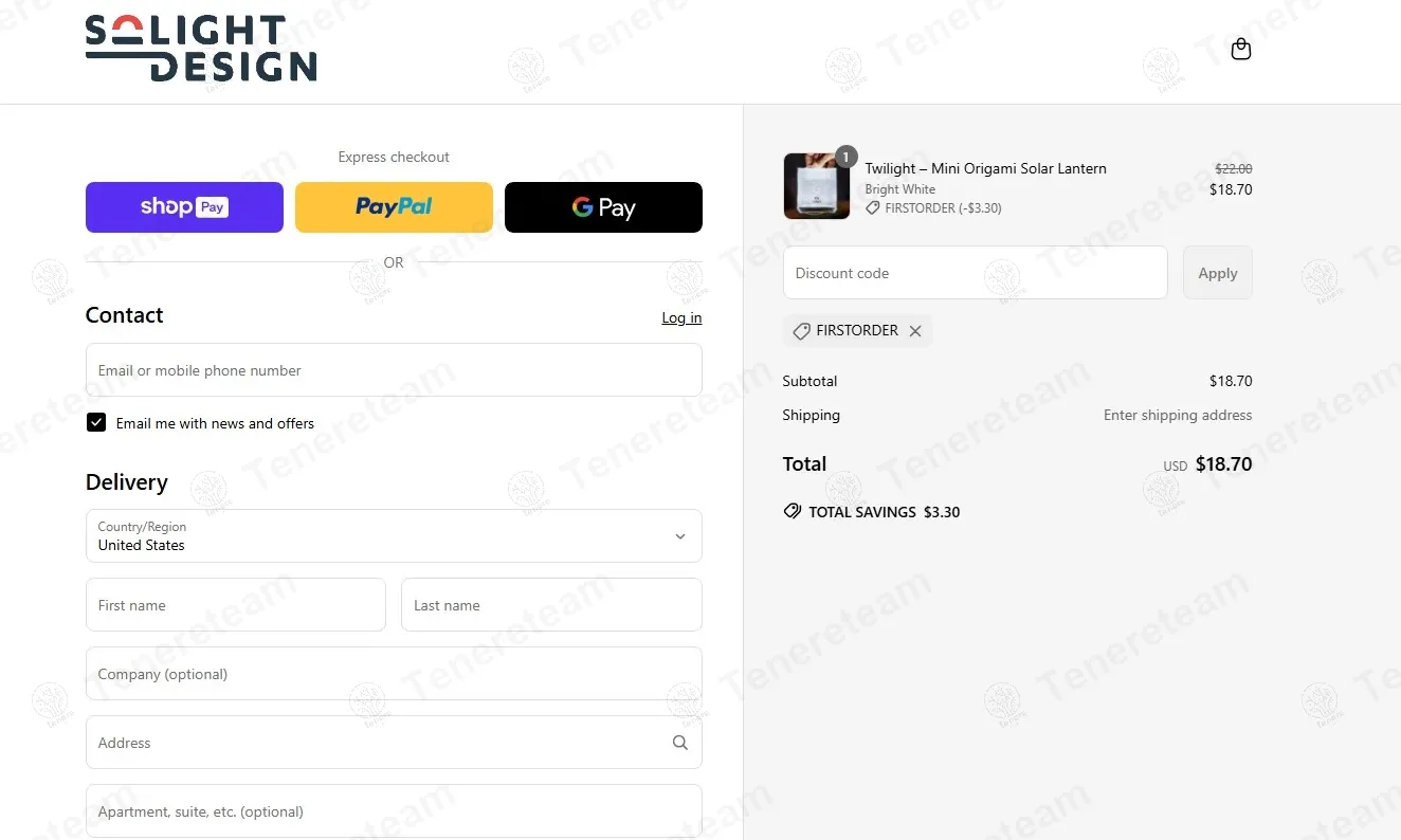 Solight Design apply coupon code