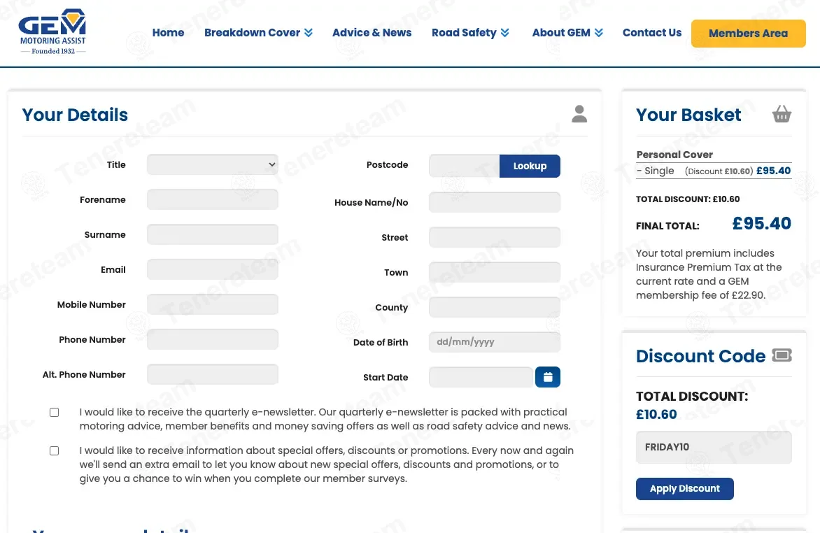 GEM Motoring Assist coupon code: 10% off with FRIDAY10. Tested and valid as 7 months ago.