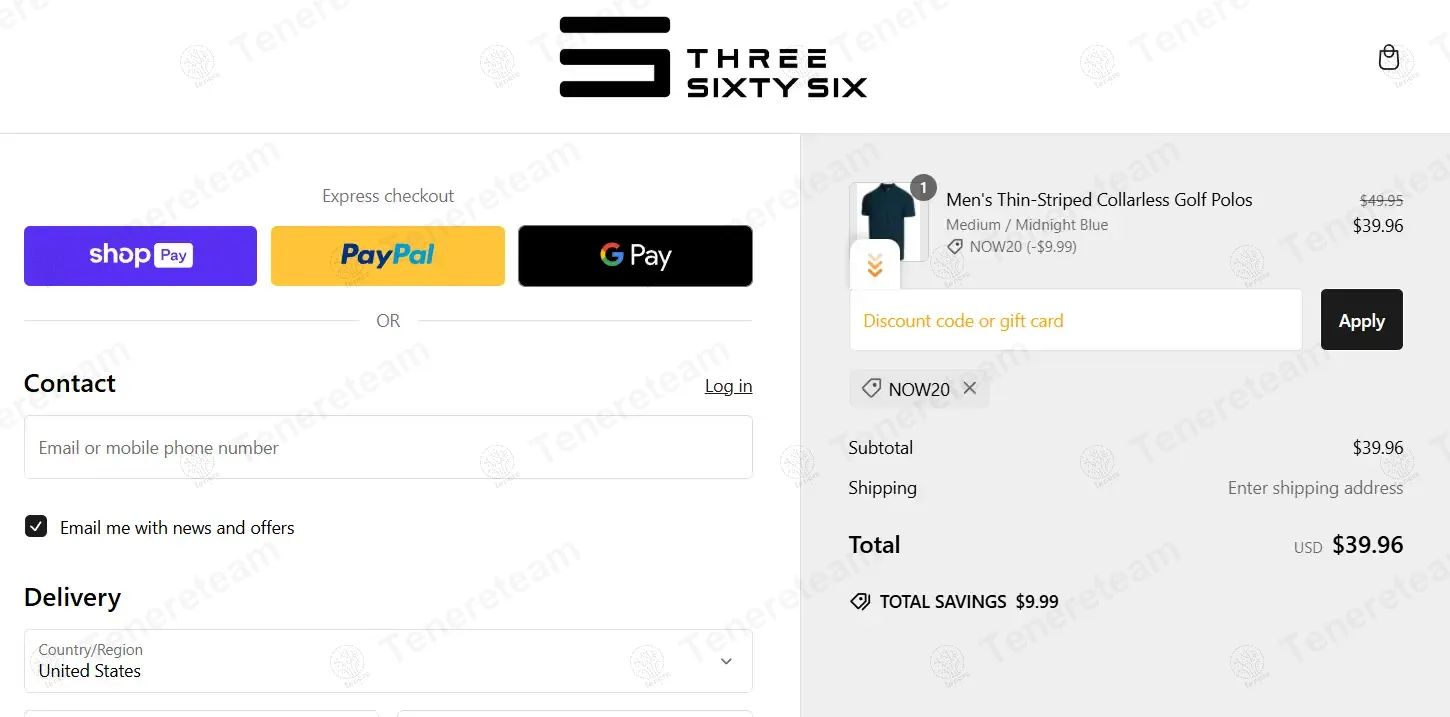 Three Sixty Six apply coupon code