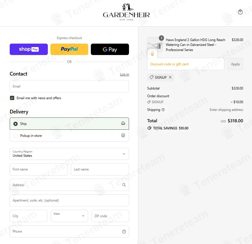 Gardenheir coupon code: $10 off with SIGNUP. Tested and valid as 8 months ago.