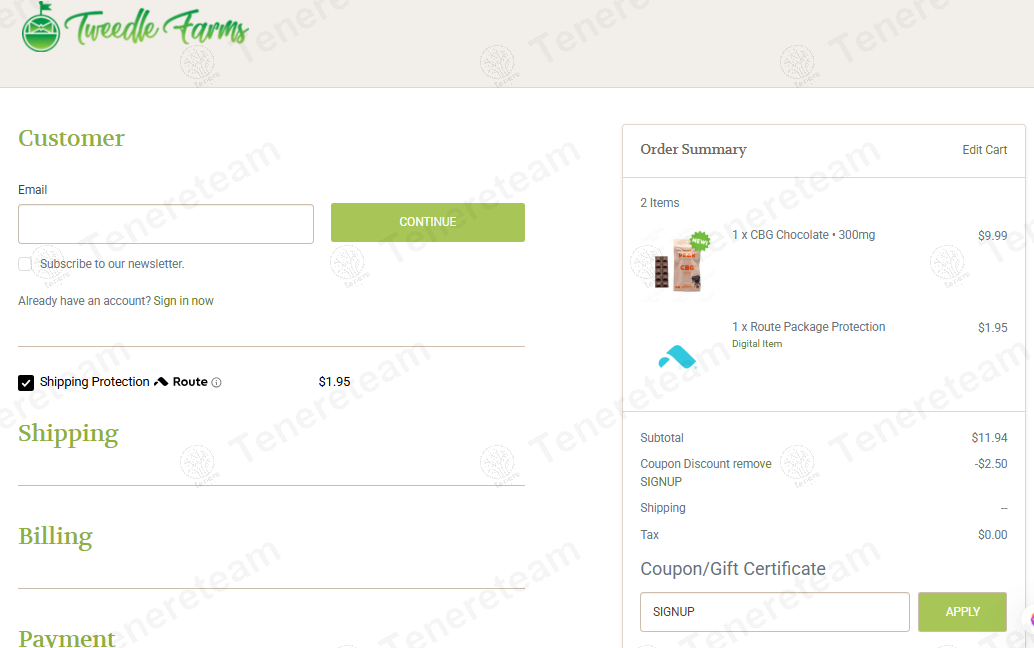 Tweedle Farms coupon code: 25% off with SIGNUP. Tested and valid as 1 year ago.