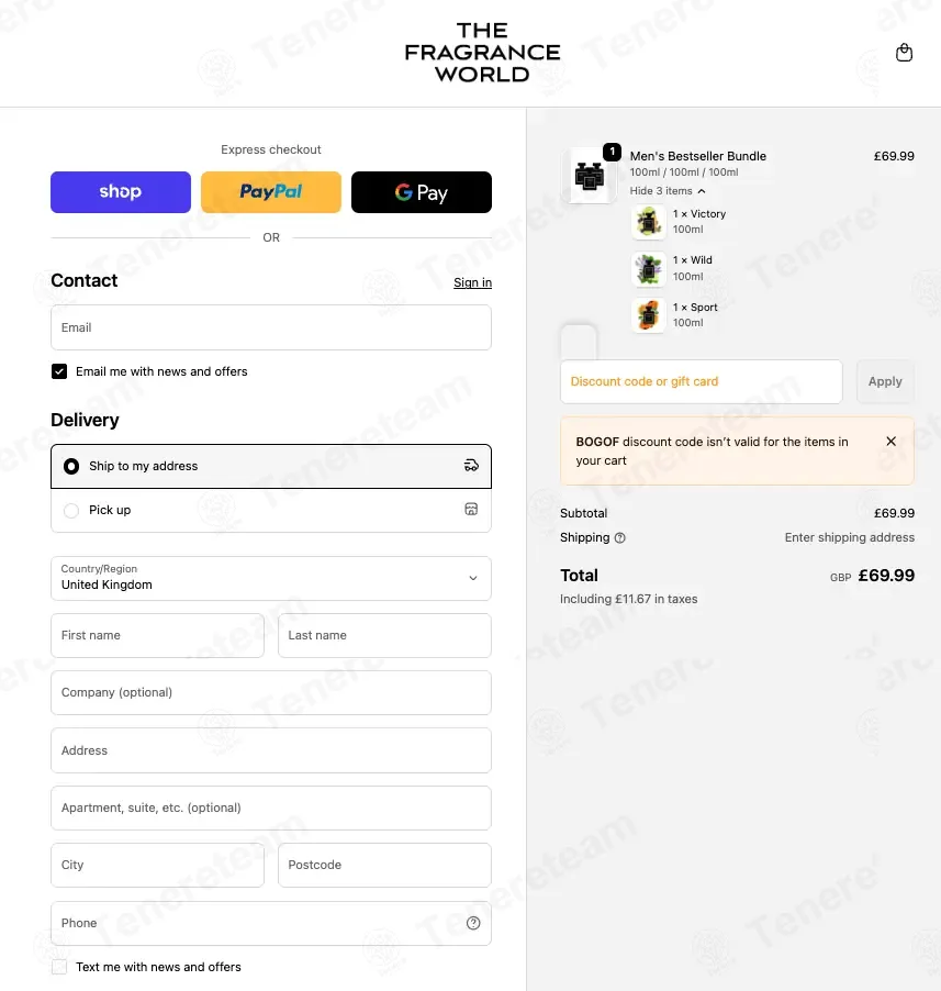 The Fragrance World coupon code: 20% off with BOGOF. Tested and valid as 1 week ago.