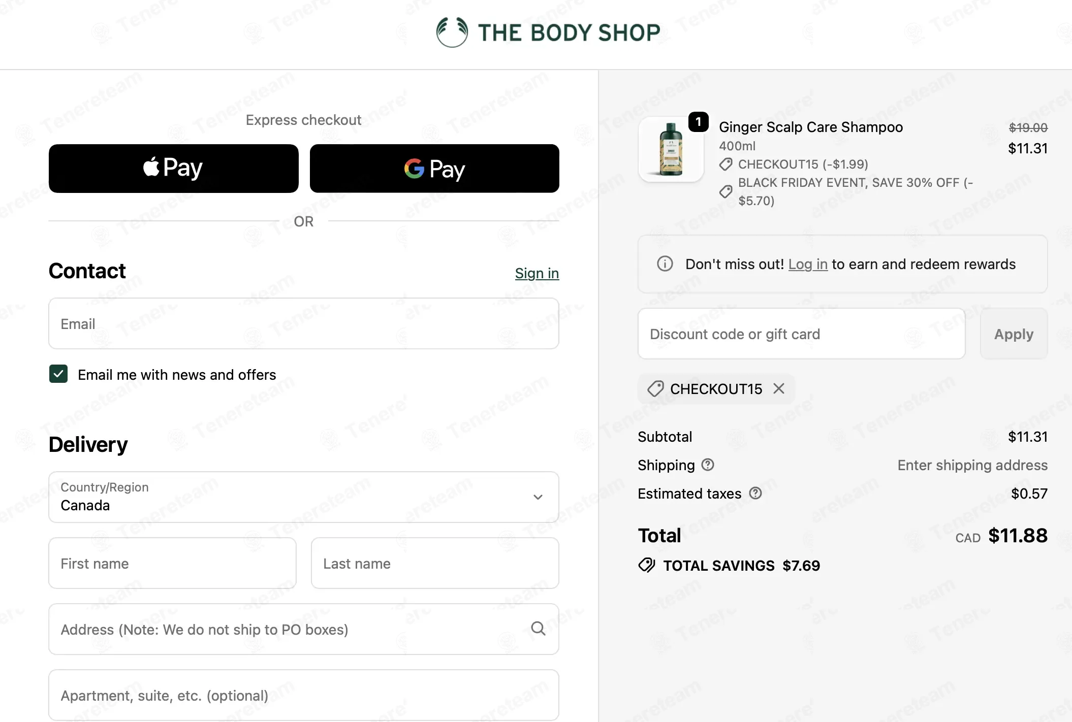 The Body Shop Canada coupon code: 11% off with CHECKOUT15. Tested and valid as 1 month ago.