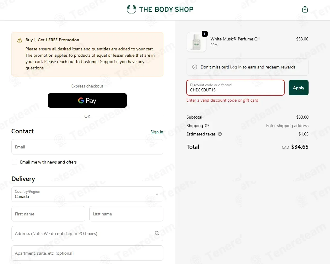 The Body Shop Canada coupon code: 11% off with CHECKOUT15. Tested and valid as 1 month ago.