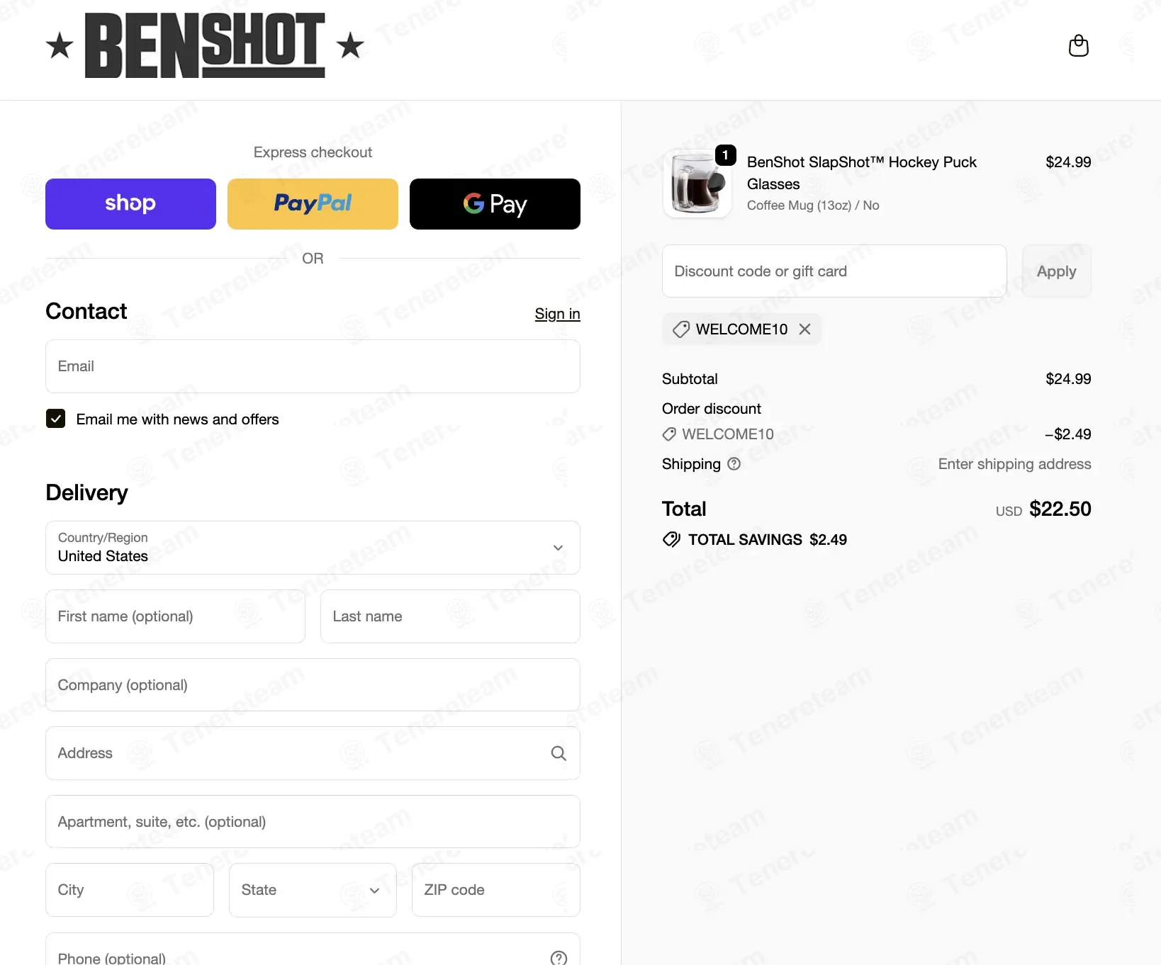 Benshot coupon code: 10% off with WELCOME10. Tested and valid as 7 months ago.