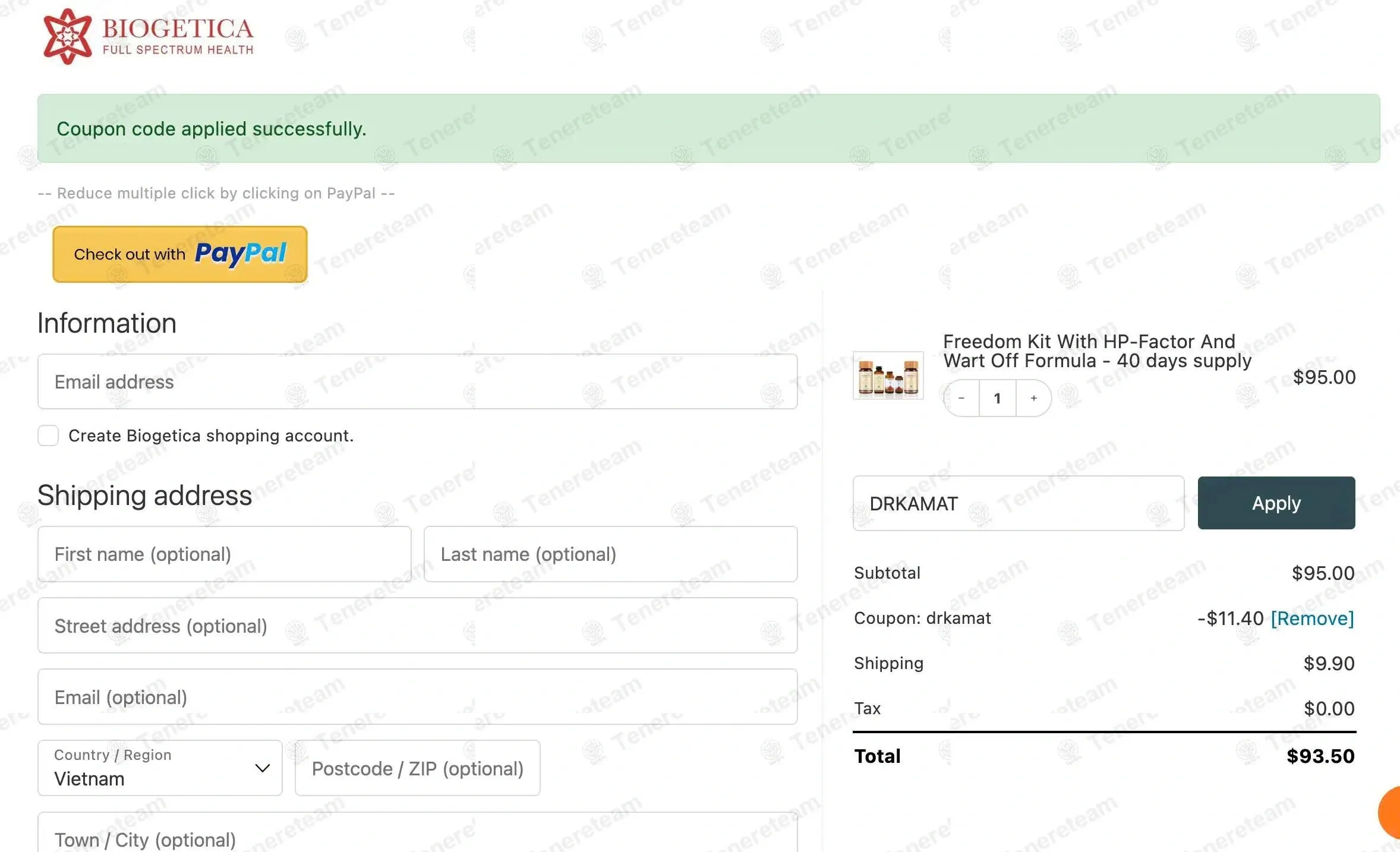 Biogetica coupon code: 15% off with DRKAMAT. Tested and valid as 2 weeks ago.