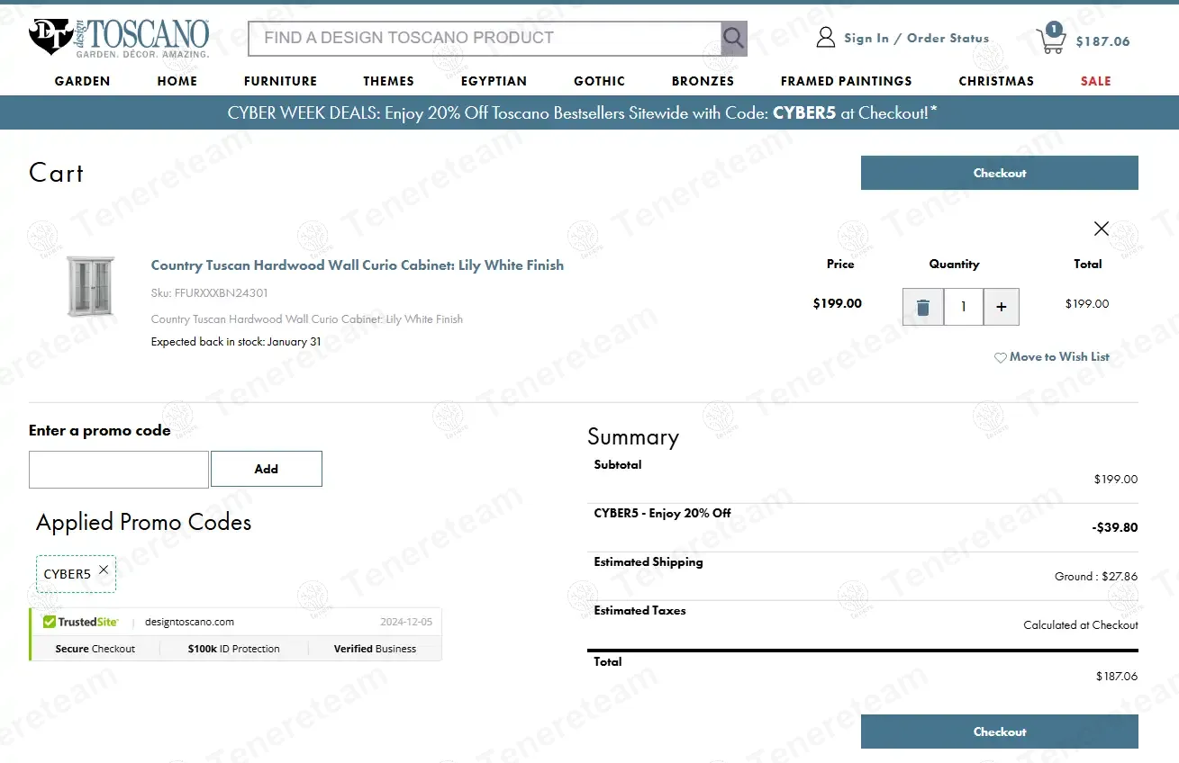 Design Toscano coupon code: 20% off with CYBER5. Tested and valid as 1 year ago.