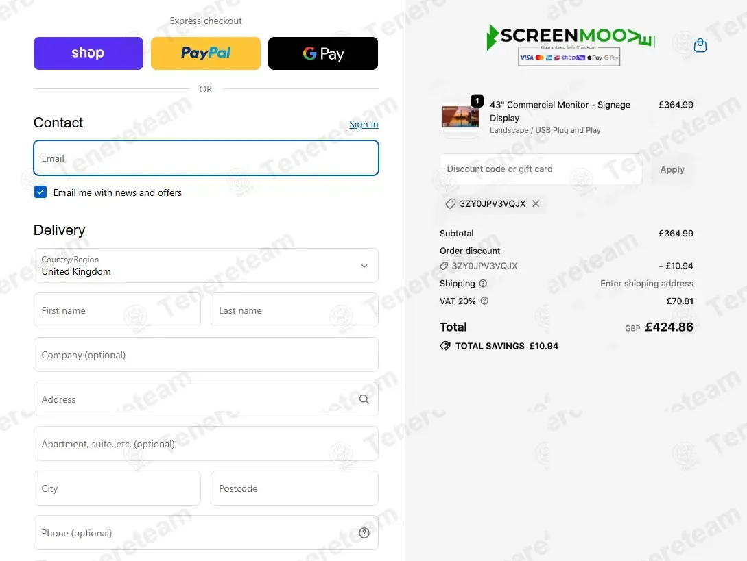Screen Moove apply coupon code
