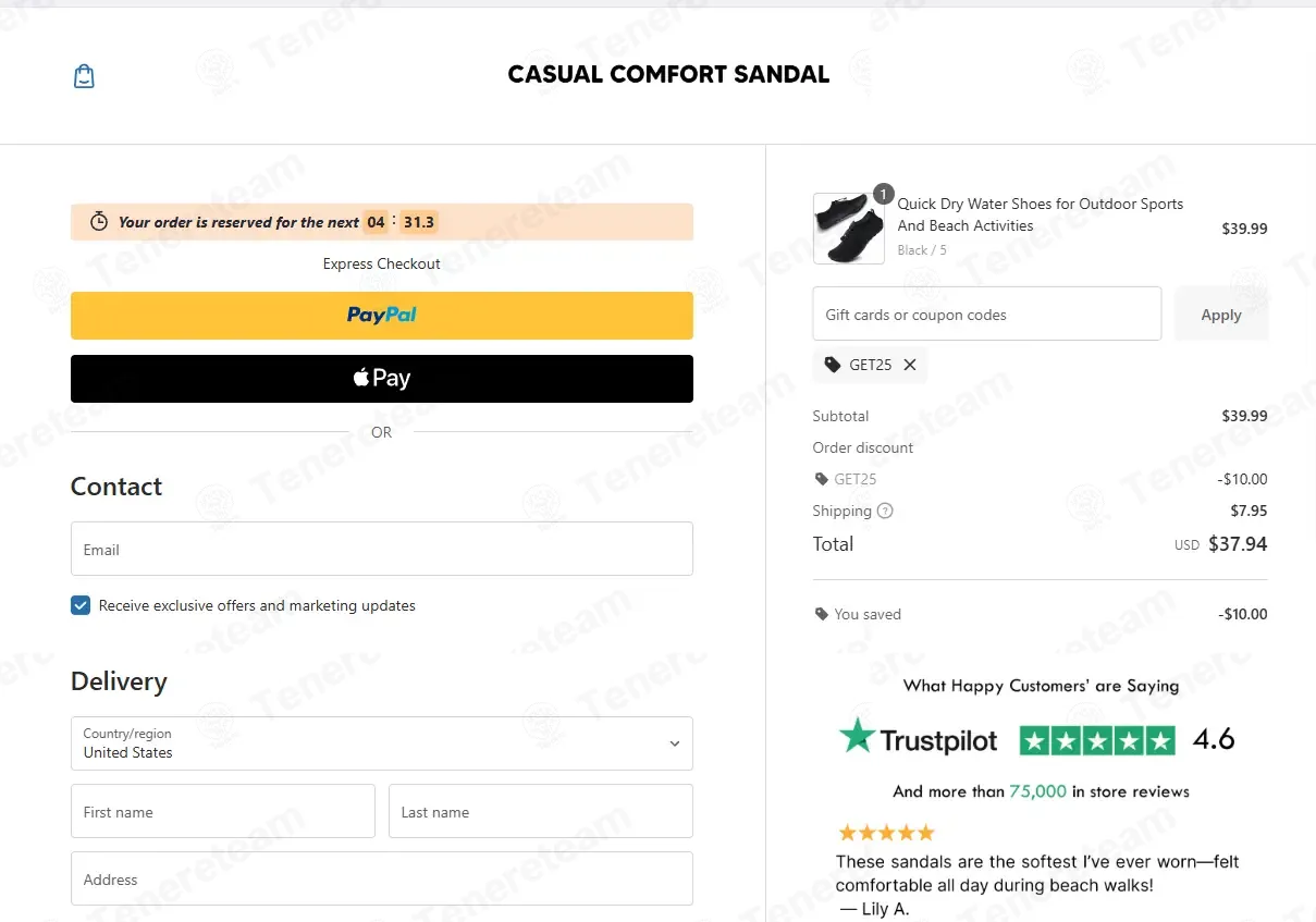 Casual Comfort Sandal coupon code: 25% off with GET25. Tested and valid as 9 months ago.
