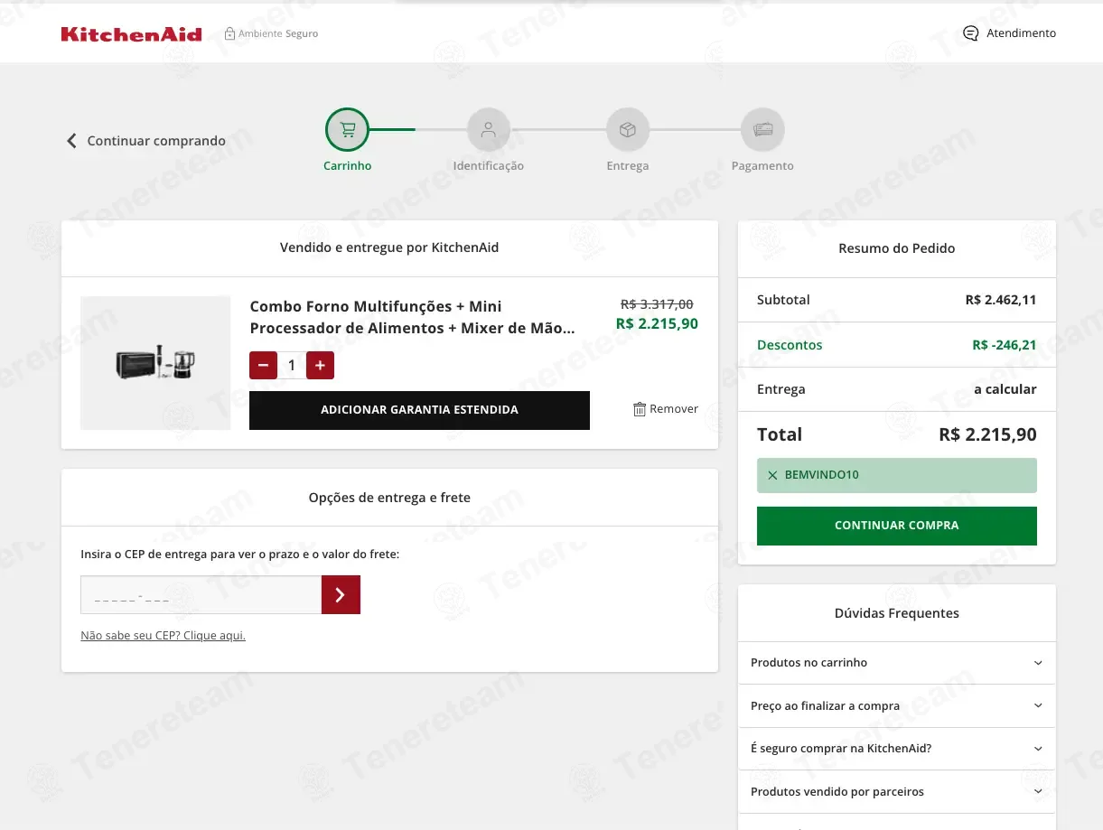 Kitchenaid BR coupon code: 10% off with BEMVINDO10. Tested and valid as 1 month ago.