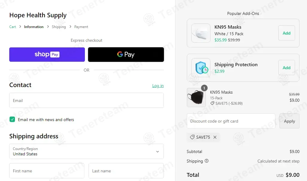 Hope Health Supply coupon code: 75% off with SAVE75. Tested and valid as 1 year ago.