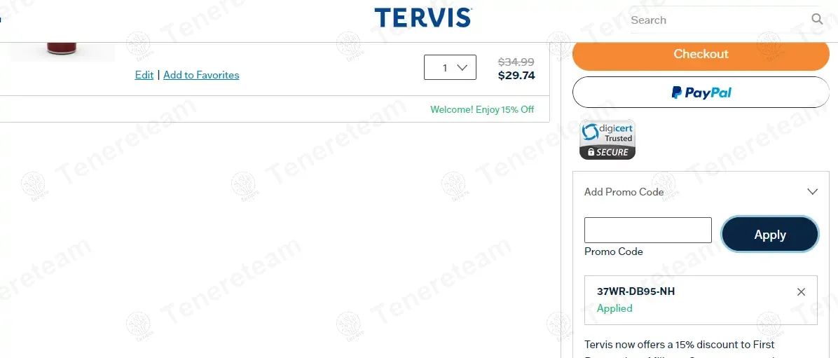 Tervis coupon code: 15% off with 37WR-DB95-NH. Tested and valid as 1 year ago.