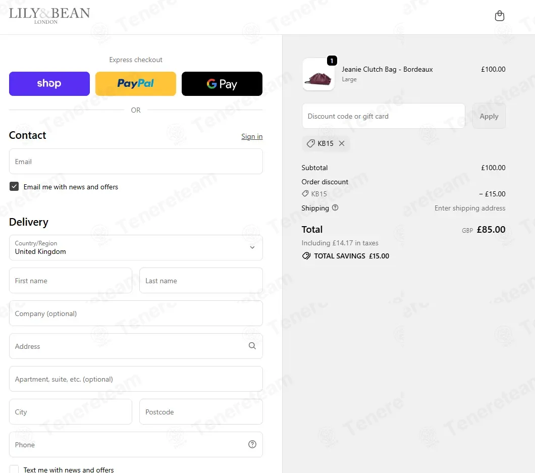 Lily And Bean coupon code: 15% off with KB15. Tested and valid as 7 months ago.